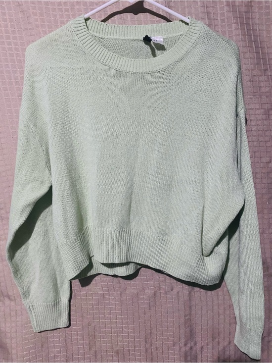 Divided Sweaters - Divided Mint Green Cropped Crewneck Sweater